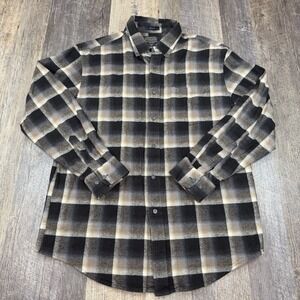 Pendleton Mason Flannel Shirt Men's Large Black Plaid Button Down 100% Cotton